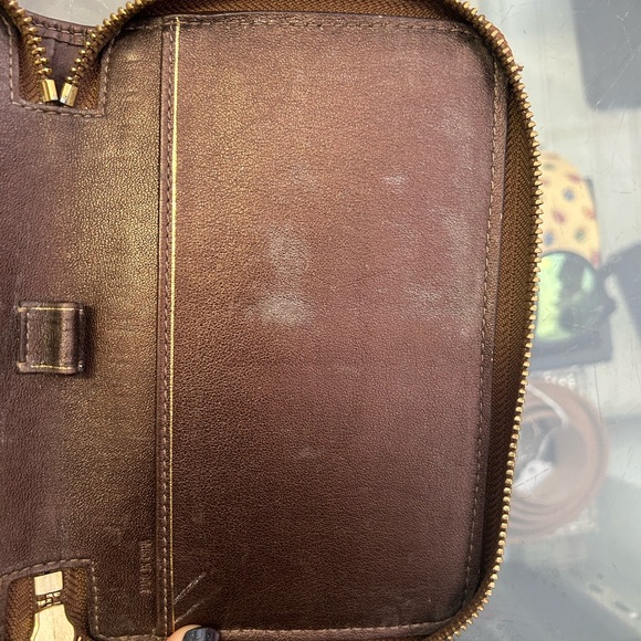 Coach Signature Zip Around Wallet Brown Khaki Jacquard Leather Interior - Picture 4 of 8